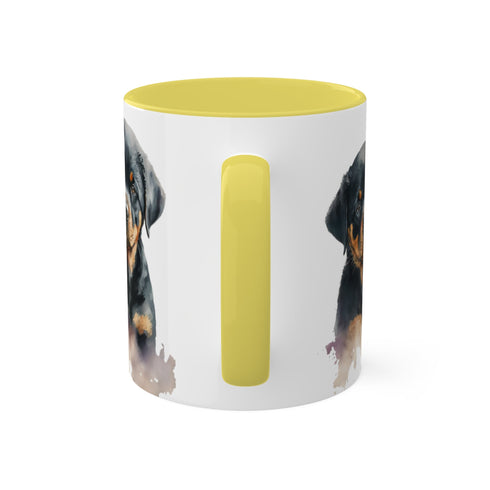 Rottweiler Pupies - Color Accent Mugs, 11oz